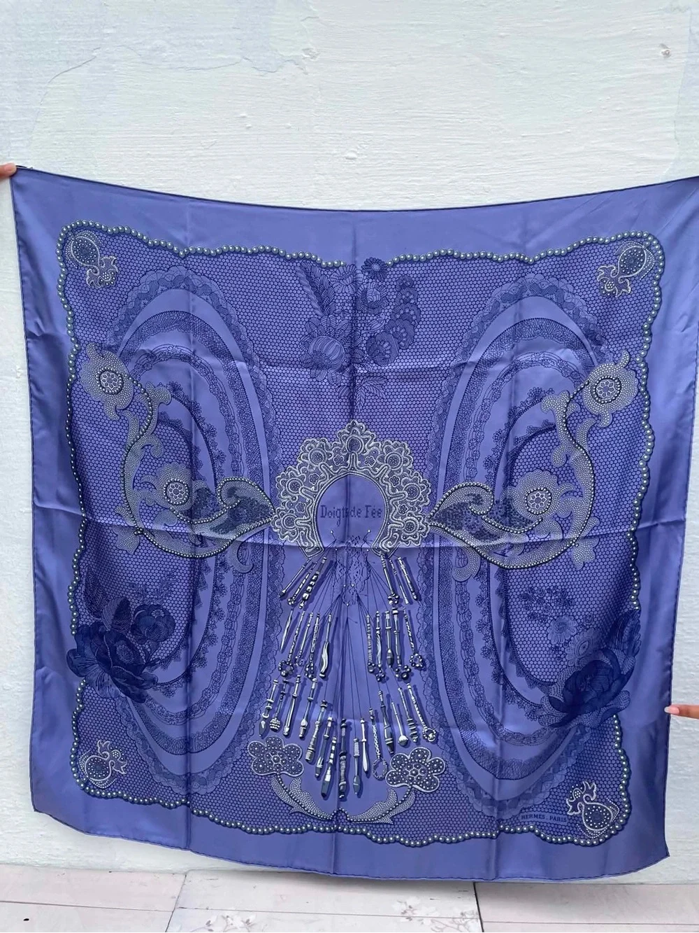 Hermes Lavender and Purple Silk Scarf - Picture 1 of 15